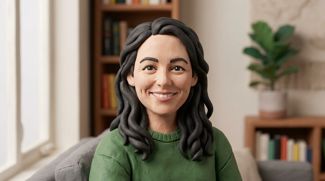 Same AI character rendered in claymation style